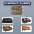 thumbnail image 3 of 4 Pieces Stretch T Cushion Sofa Slipcovers with 3 Individually T Cushion Shape Seat Covers for Dogs, Washable Furniture Protector Soft Covers with Elastic Bottom (Sofa, Khaki), 3 of 6