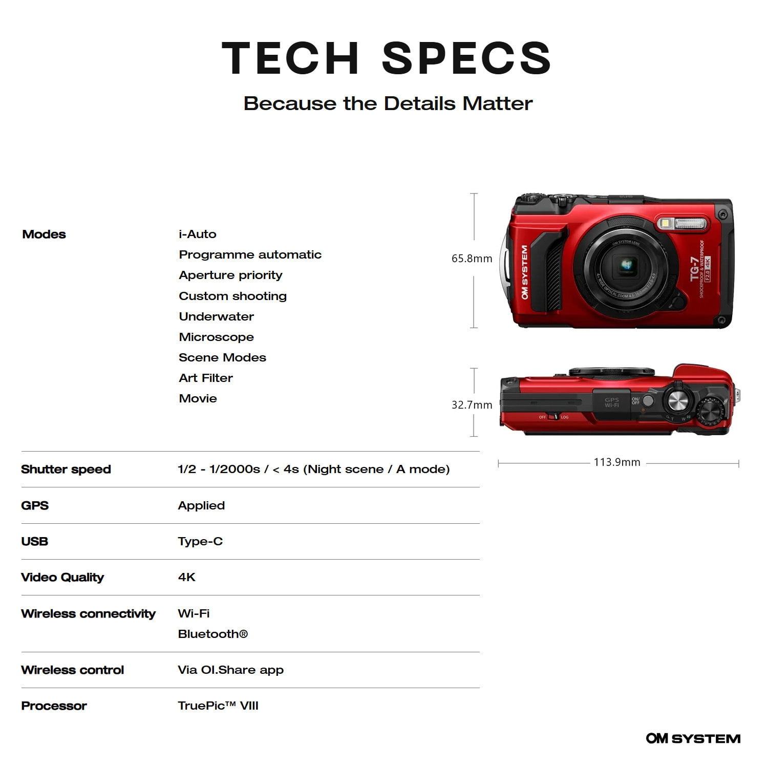 Olympus Tough TG-7 12 MP Digital Camera with F2.0 Lens and TruePic VIII Image Processor (Red) Bundle with Underwater Camera Housing for TG-6 and TG-7 Cameras (Red and Black) (2 Items)