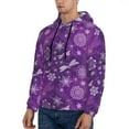 thumbnail image 3 of Wukai Purple Snowflakes Print Men Hoodies Fleece Sweatshirts Long Sleeve Sweaters Pullover Fall Outfits Winter Clothes-3X-Large, 3 of 7