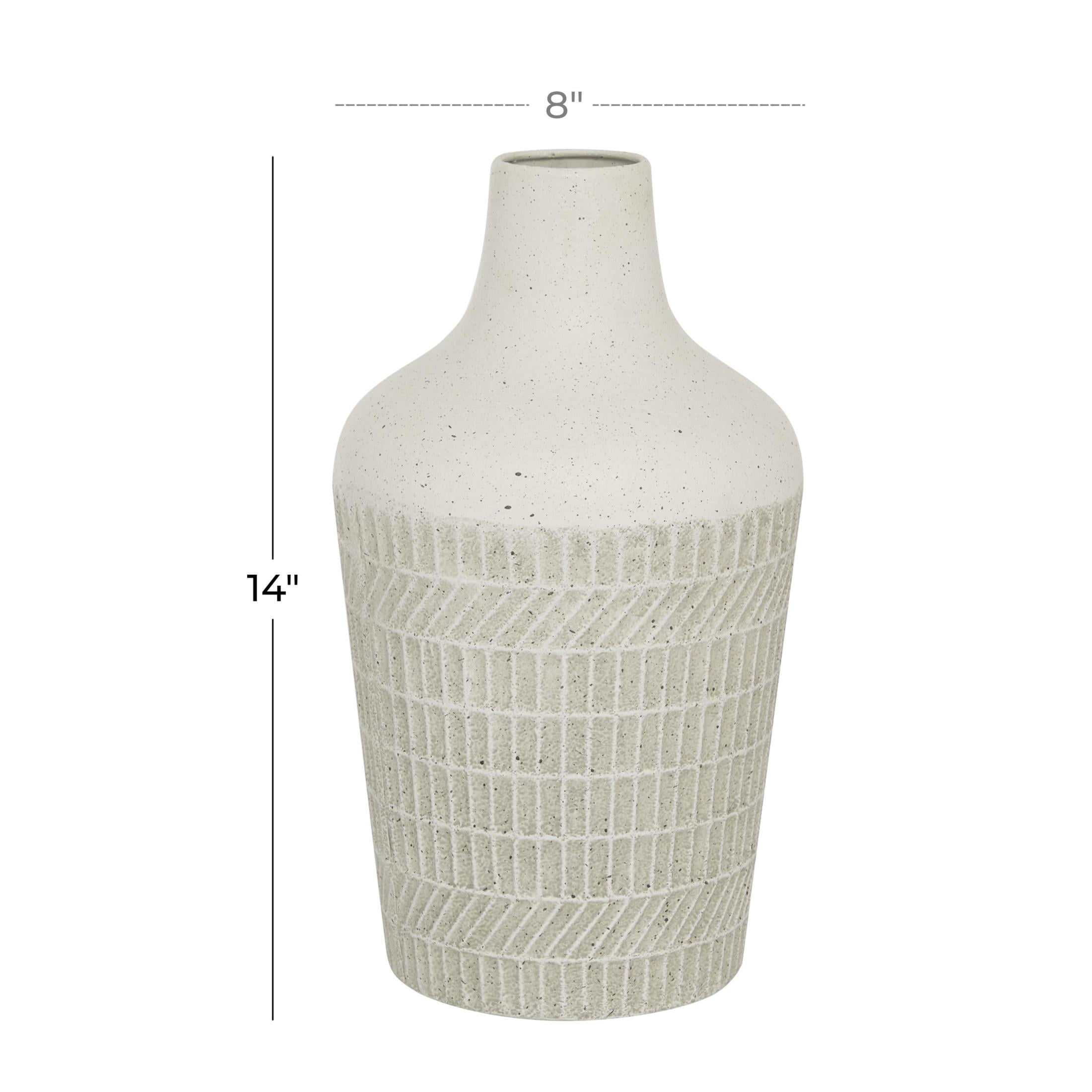 DecMode 13" Textured White Metal Vase