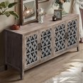 thumbnail image 2 of Atumcto 60" Rustic 4-Door Sideboard, Buffet Cabinet with Carved Lattice Doors & Adjustable Storage, Antique Brown for Small Spaces, 2 of 10