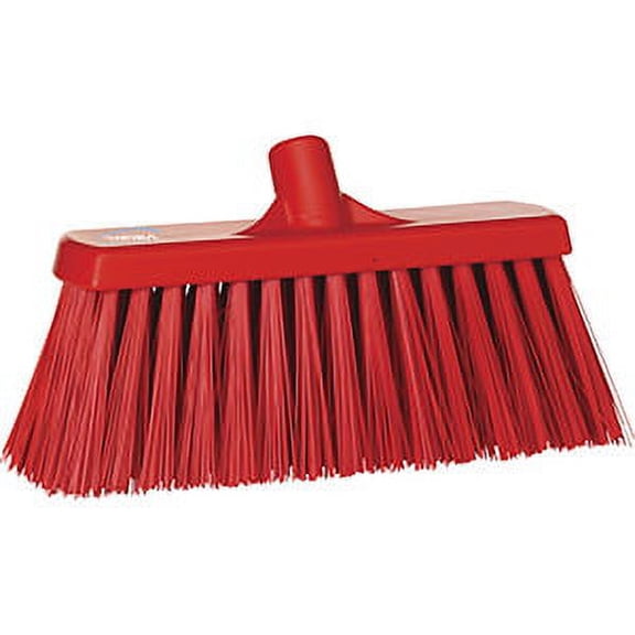 Vikan 13" Push Broom- Extra Stiff - Red (2 Units)