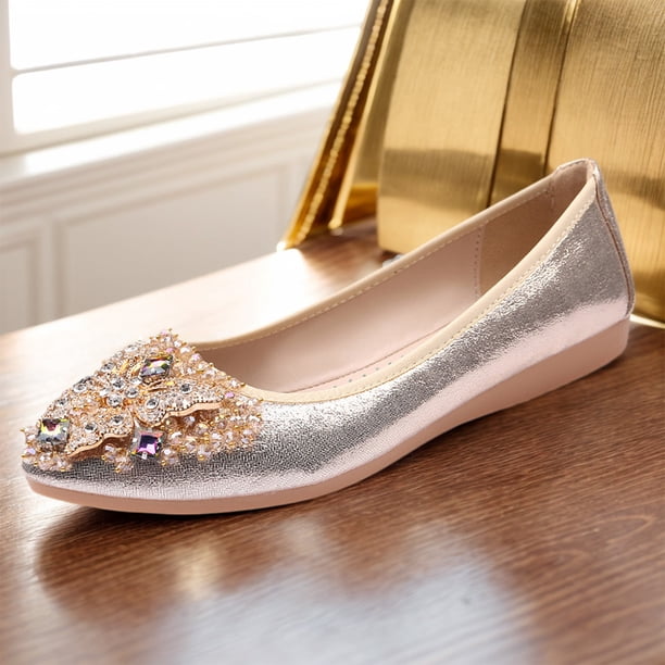 Zapatillas de ballet plegables antideslizantes y brillantes, zapatos planos para viajes al aire libre