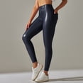 thumbnail image 6 of Sngxgn Women's Casual Skinny Leggings Stretchy High Waisted Work Pants(Navy,XL), 6 of 7