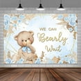 thumbnail image 4 of Boy Baby Birthday Backdrop Blue Flower Photograph Backdrop Cute Bear Background Kids Birthday Banner Backdrop 10X8FT, 4 of 5