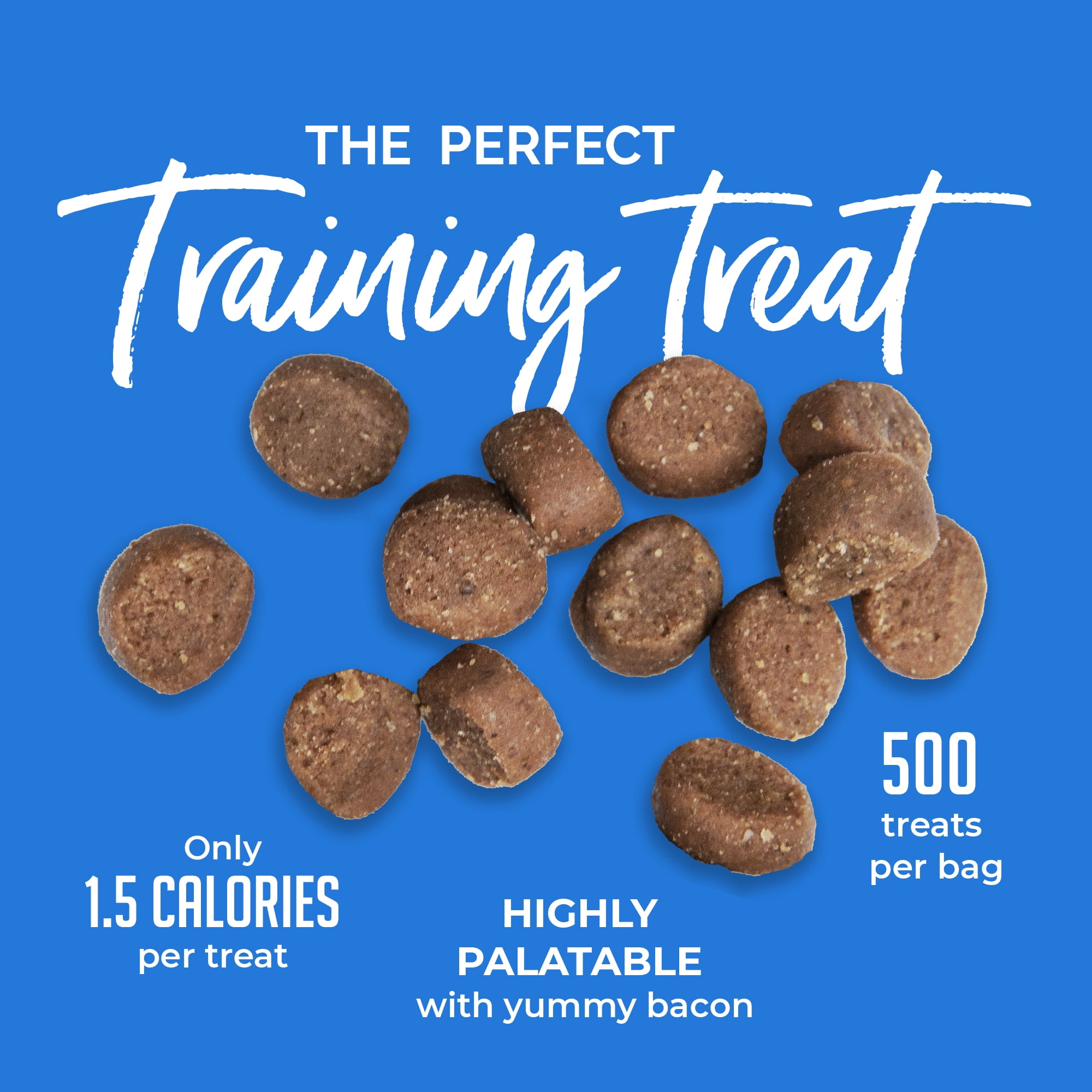 Buddy Biscuits Trainers Training Bites Soft & Chewy Dog Treats, Bacon, 10 oz. Pouch, Buddy Trainers™ Training Bites with natural bacon are the perfect training treat to reward and motivate your dog. There are over 500 treeats in every bag and each piece is highly palatable with a pork liver base and only 1.5 calories. Buddy makes training a breeze!