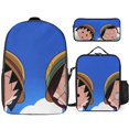 thumbnail image 1 of Chibi Maruko-chan Backpack Three Piece Essentials 17 Inch Bag Lunch Tote Pen Case, 1 of 4