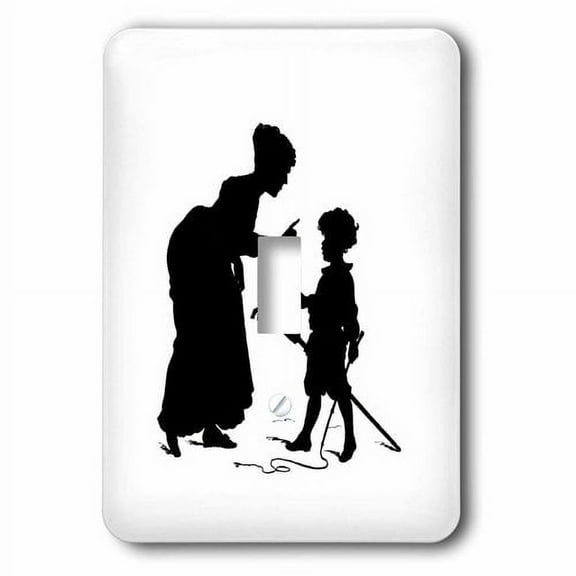 3dRose, Image of Vintage Silhouette Of Mom Scolding Little Boy, single toggle switch