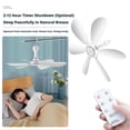 thumbnail image 6 of USB Mini Ceiling Fan with Remote Control, 4-Speed Portable Hanging Fan with Timer, 6 Detachable Blades Small Tent Fan for Camping, RV, Gazebo, Dorm & Bed, White, 6 of 6