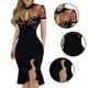 thumbnail image 4 of Guardurnaity Mujeres verano ceñido al cuerpo lentejuelas patrón volantes dobladillo cuello vestido fiesta manga corta malla Sexy para trabajo Vestidos Bordado/S, 4 of 6