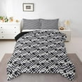 thumbnail image 1 of Erosebridal Modern Geometric Bedding Full Comforter Set, Chic Check Comforter Sets Full Size, Minimalism Minimalst Reversible Down Comforter, Ultra Soft Room Decorative, 3pcs, 1 of 8
