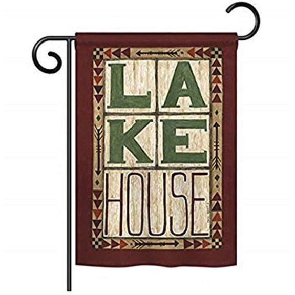 Breeze Decor BD-OU-G-109057-IP-BO-D-US18-SB 13 x 18.5 in. Lake House Nature Outdoor Impressions Decorative Vertical Double Sided Garden Flag