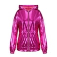 thumbnail image 6 of SLADYGLO Women Holographic Shiny Long Sleeve Full Metallic Zipper Jacket Hooded Jacket, 6 of 7