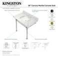 thumbnail image 4 of Kingston Brass KVPB36MSQ1 Monarch 36" Carrara Marble Console Sink with Stainless Steel Legs (8-Inch, 3-Hole), Carrara Marble White/Polished Chrome, 4 of 5