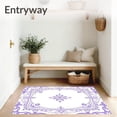thumbnail image 3 of ODIKA 8'x10' Machine Washable Non-Slip Area Rug, Frosted Lace Interlocking Floral Web with Subtle Lavender Accents High Traffic Rug with Pad, Purple, 614358, 3 of 8