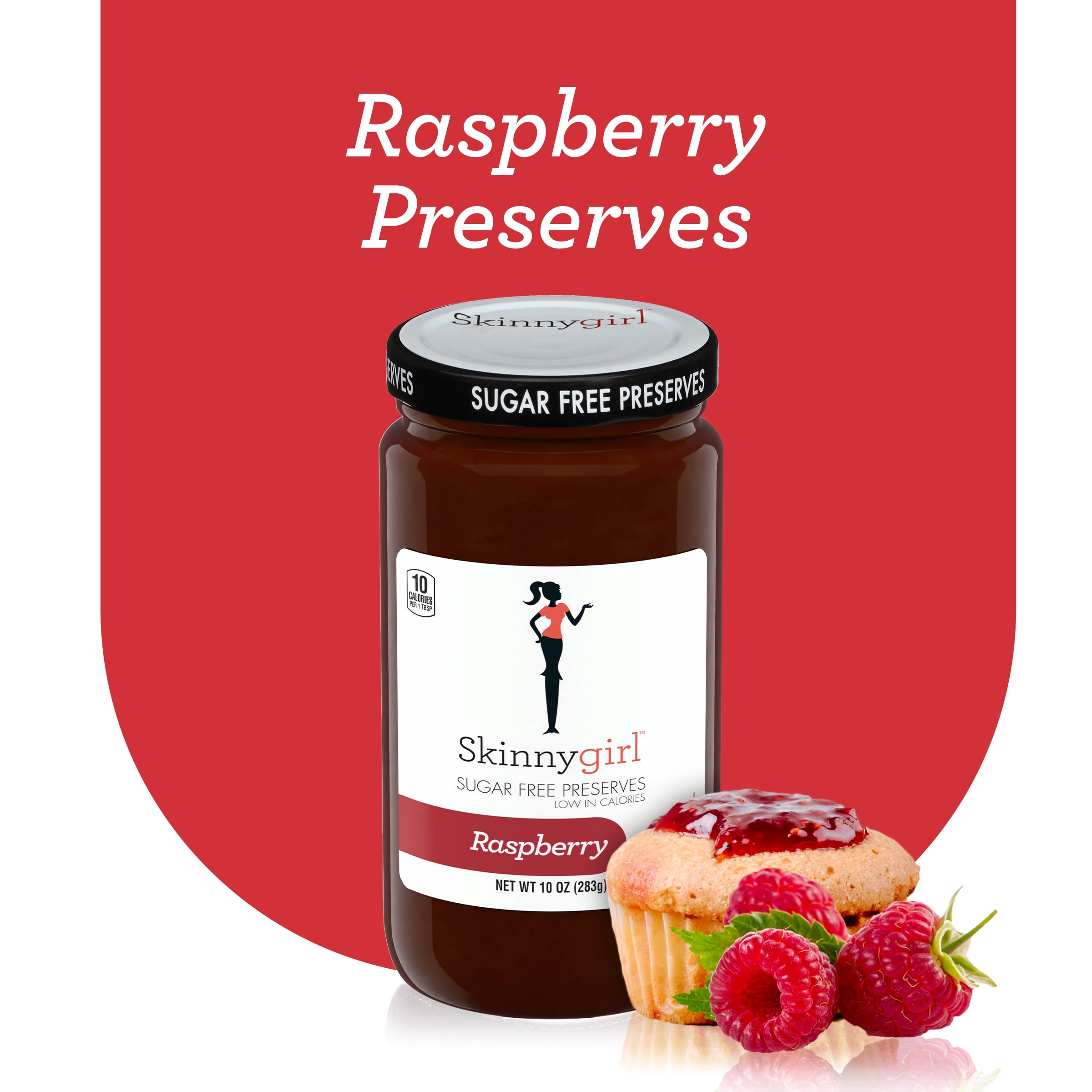 (3 pack) Skinnygirl Sugar Free Raspberry Preserves, Kosher, 10 oz