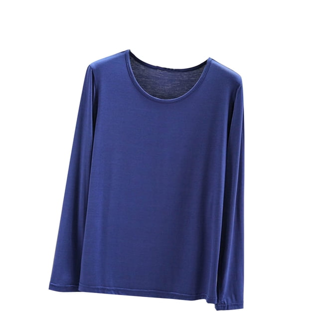 MeetoTime Chemises à Manches Longues et Col Rond pour Femmes Confortables sous-Vêtements Doux Couleur Unie