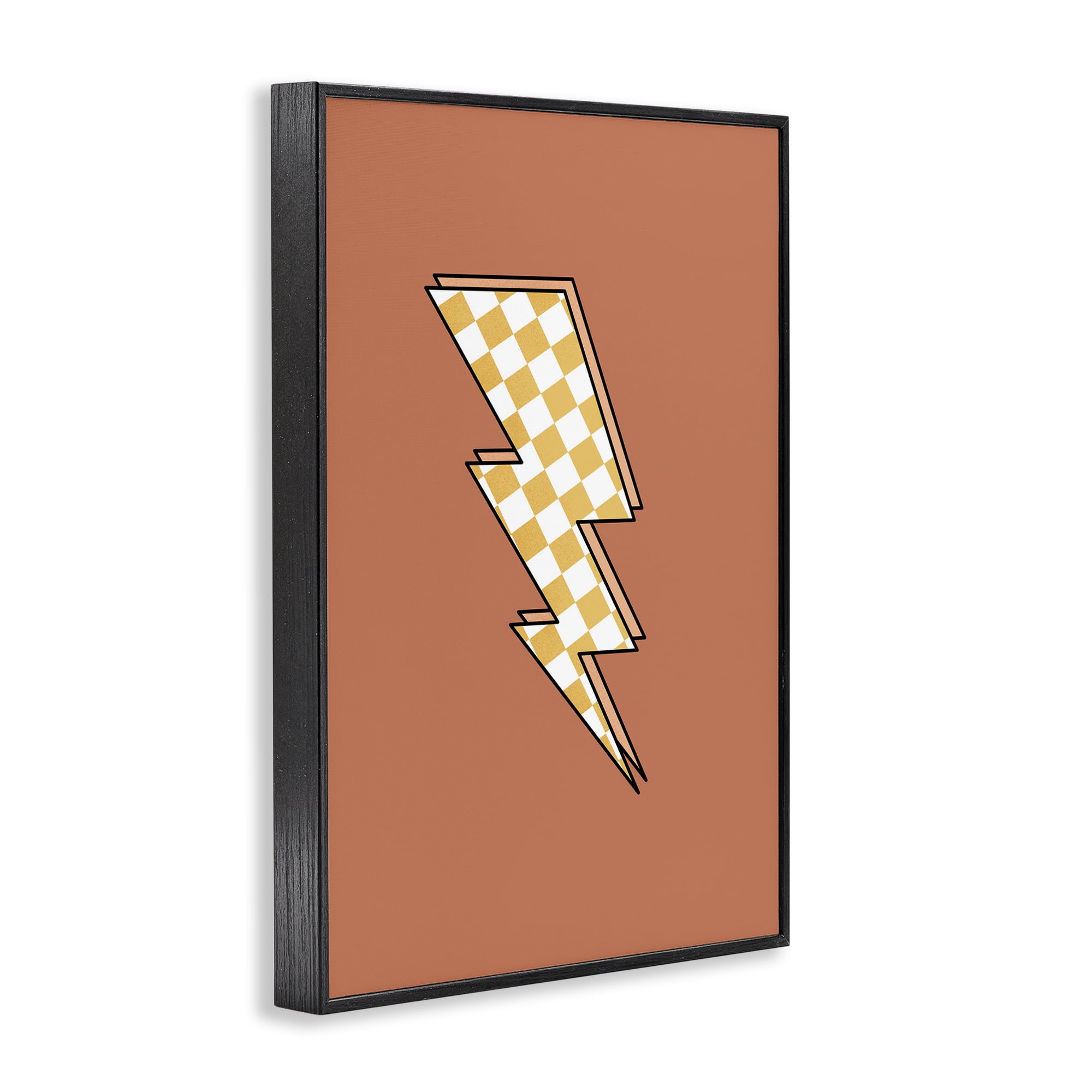 Stupell Industries Checking Lightning Bolt Abstract Painting Black Framed Art Print Wall Art, 12 x 18