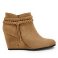 thumbnail image 3 of Dellytop Womens Wedge Ankle Boots Braided Fringe Strap Heeled Fall Booties Dress Shoes, 3 of 4