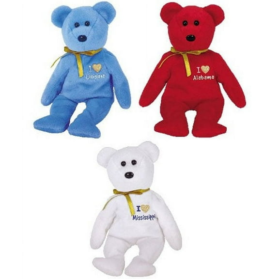 TY Beanie Babies - I LOVE STATE BEAR TRIO (Set of 3 - Alabama, Louisiana & Mississippi) (8.5 inch)