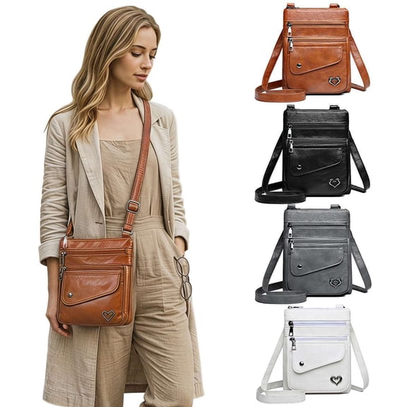 PULLIMORE Small Crossbody Bags for Women Lightweight Vintage Soft PU Leather Cell Phone Purse Wallet Shoulder Bag Handbags, Brown