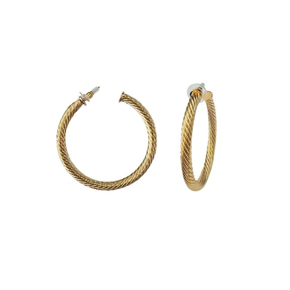 Time and Tru Gold Twisted C-Hoop Earrings