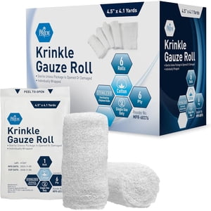 MedPride Sterile Krinkle Gauze Rolls, 4.5" x 4.1 Yards, 6-Pack