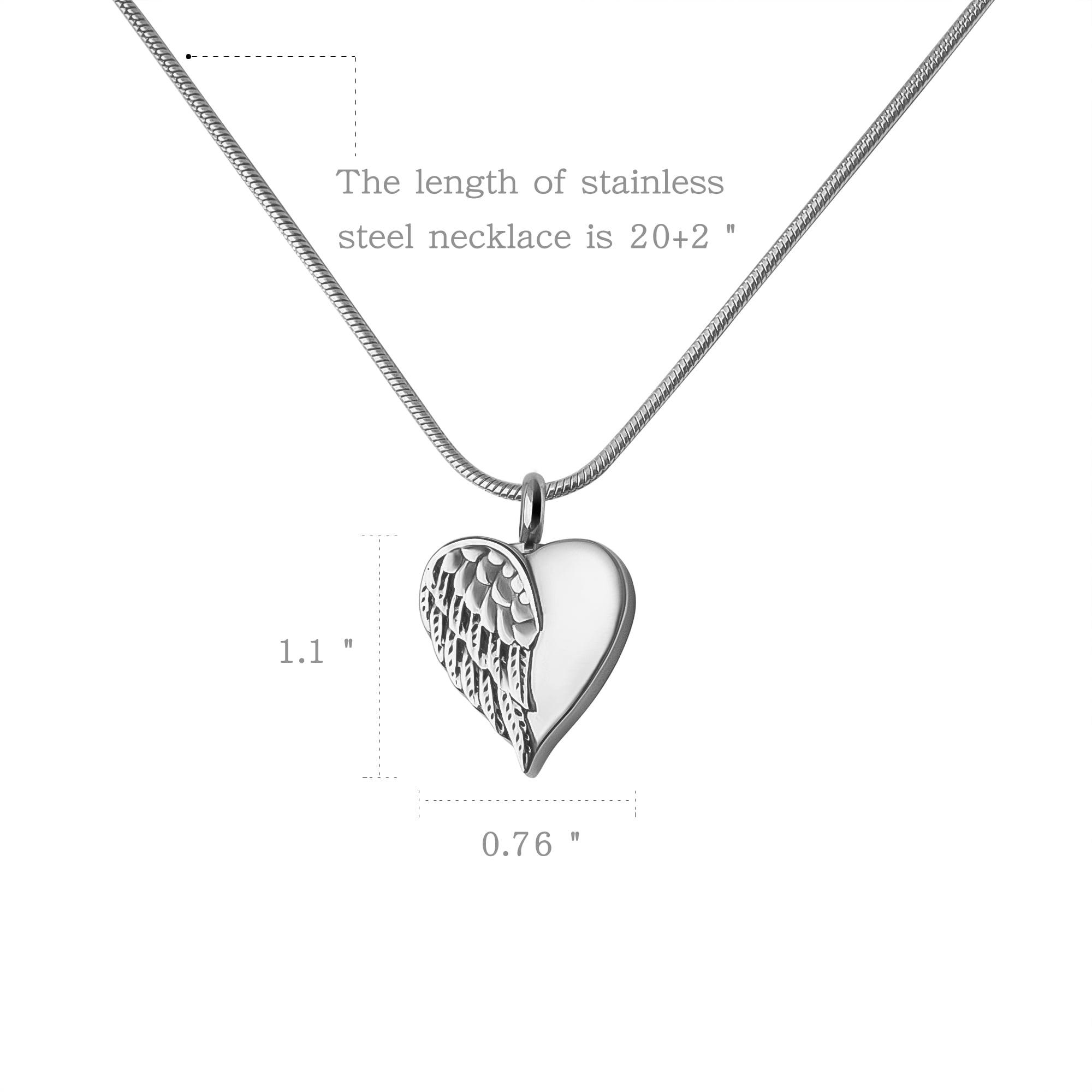Anavia Cremation Heart Urn Necklace, Love Heart Angel Wing Locket, Ashes Jewelry for Women Men Keepsake Pendant, Memorial Locket Ash Holder