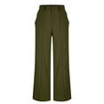 thumbnail image 3 of Oplxuo Lightweight Linen Dress Pants for Women Summer Straight Leg Business Casual High Waisted Office Trousers with Pockets, 3 of 5