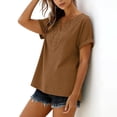 thumbnail image 3 of Turilly Women's Bohemian Lace Front Tops Short Sleeve V-Neck Casual Loose Fit Summer Tee for Women, 3 of 5