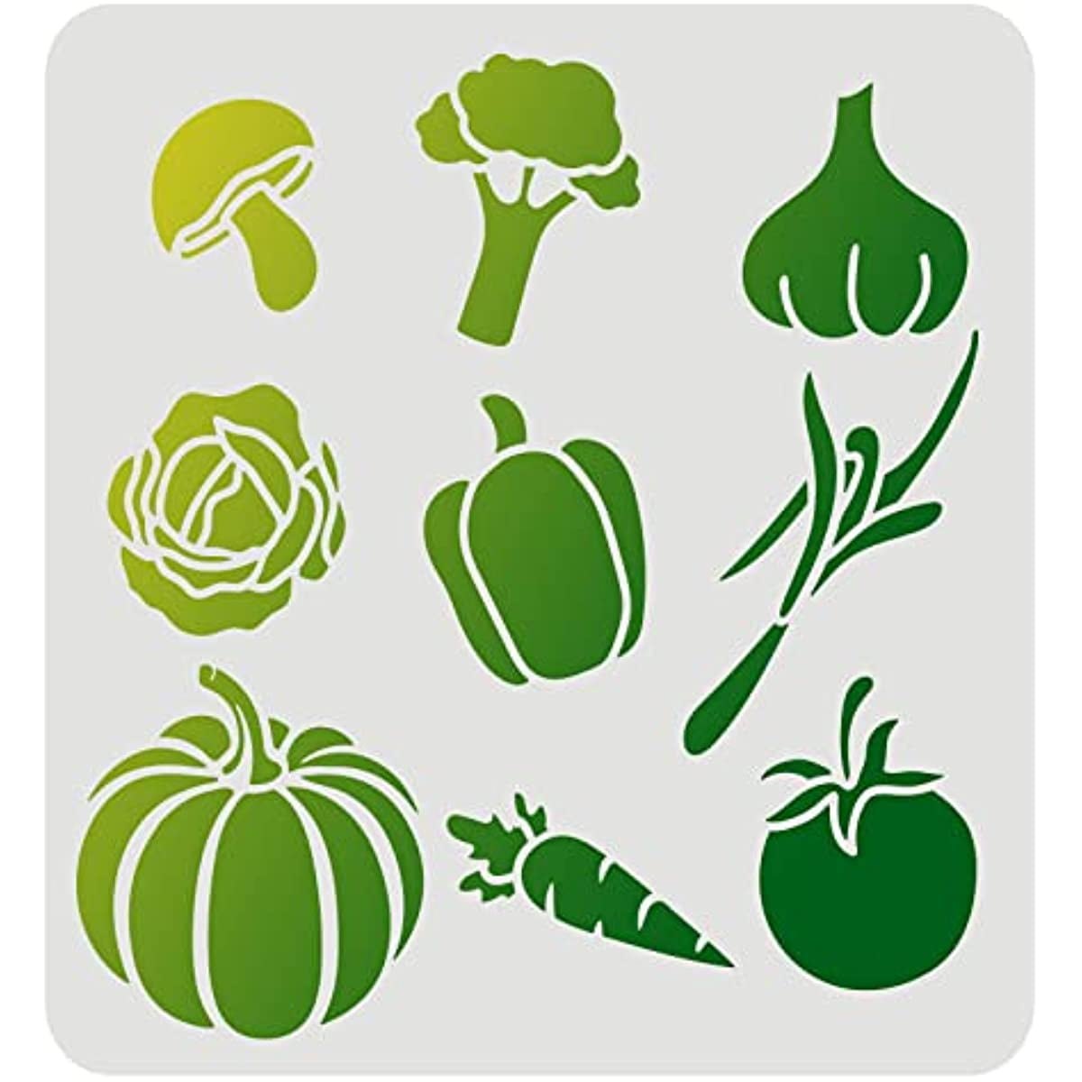 Vegetable Stencil 11.8x11.8inch Reusable Farm Vegetable Template Vegetable Stencil 11.8x11.8inch Reusable Farm Vegetable Template