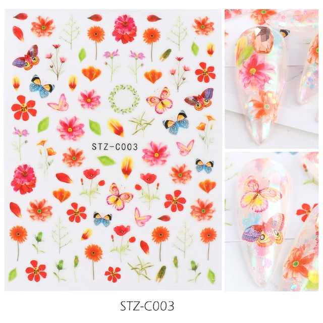 Calcomanías para uñas Simulación Flores secas Flores de mariposa Calcomanías para uñas 3D Wmkox8yii hjk3931