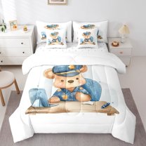 Castle Fairy Cartoon Bear Police Bedding Comforter Set,Animal Full Bedding Set