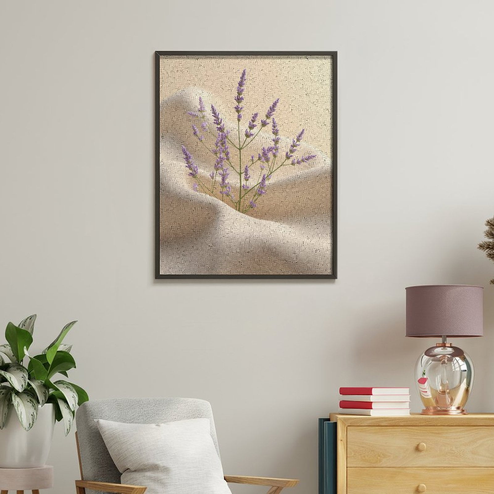 Paint by Numbers Kit for Adults, Lavender Blooms On Beige Fabric Paint by Numbers, Easy Paint by Numbers Kit for Adults Beginner, DIY Adult Paint by Number Kits on Canvas, Home Decor