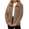 thumbnail image 2 of Women'S Long Sleeve Full Zip Soft Warm Fleece Jacket Khaki S, 2 of 10