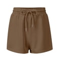 thumbnail image 4 of LNZGNM Women Sweat Shorts Casual Elastic Waist Lounge Shorts Drawstring Athletic Shorts with Pockets,Coffee 2XL, 4 of 6