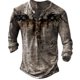 thumbnail image 1 of Camiseta Vintage para hombre, camisa de manga larga con cuello en V de imitación de algodón, ropa informal de gran tamaño, Camisa estampada con ancla de barco, otoño, 1 of 4
