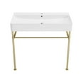 thumbnail image 2 of Carre 36 Ceramic Console Sink White Basin Gold Legs, 2 of 10