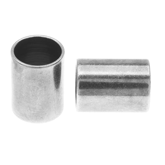 Regaliz Findings, Tube Spacer Bead 16x12mm Fits 10mm Round Cord, 1 Piece, Antiqued Silver