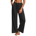 thumbnail image 2 of Edvintorg Wide Leg Yoga Pants for Women Plus Size Fashion Lightweight Stretch Loose Trouser Elastic Waisted Workout Pant with Pocket Womans Clothes Black S-3XL, 2 of 6
