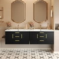 thumbnail image 3 of 36 Inch Floating Bathroom Vanity with Resin Sink, Wall Mounted Bathroom Vanity with 2 Drawers and 2 Storage Cabinets, Solid Wood Bathroom Storage Cabinet, Black, 3 of 9