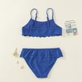 thumbnail image 5 of Girl Swimsuit 4T Toddler Girl 2 Piece Swimsuit Sport Soild High Waist Bikini Set Swimwear Bathing Suit Blue, 7-8 Years, 5 of 5