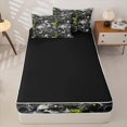 thumbnail image 4 of Homewish Spooky Skull Zipper Twin Comforter Sets with Fitted Sheet and 2 Pillowcases For Adults Teens,Flower Halloween Zipper Bedding Set,Green,Black Reversible,4pcs, 4 of 8