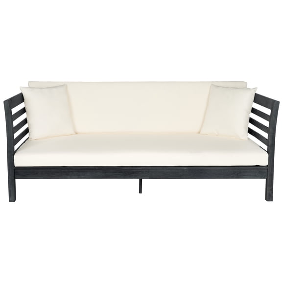 Safavieh Wood Traditional Outdoor Daybed, Dark Slate Gray/Beige
