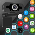 thumbnail image 3 of DURHF Webcam USB 1080P Full HD avec Microphone, Noir, 3 of 7