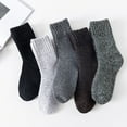 thumbnail image 2 of IROINNID Ankle Socks for Men and Women 5 Pairs Warm Winter Socks Patchwork Solid Thick Knit Cozy Socks ,Gray, 2 of 6
