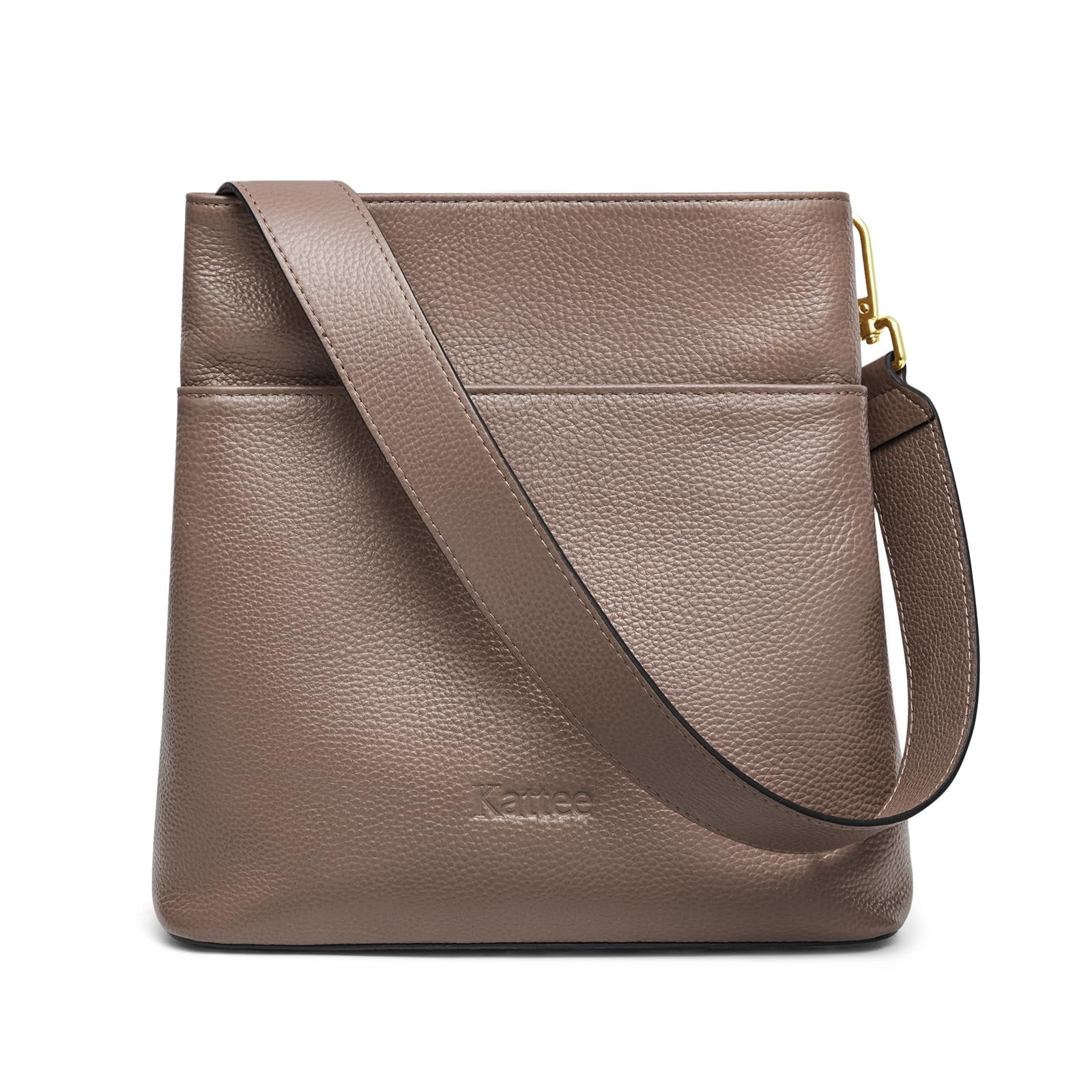 Kattee Leather Handbags for Women, Medium Soft Shoulder Tote Crossbody Purses Bucket Bags with 2 Straps