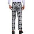 thumbnail image 3 of Floral Print Pants for Men's Flat Front Retro Paisley Flower Pattern Trousers 28 Black, 3 of 6
