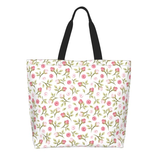 Disketp Rose Flowers Bolsa Tote Estampada para Mujer, Bolso de Hombro y de Mano para Compras y Viajes