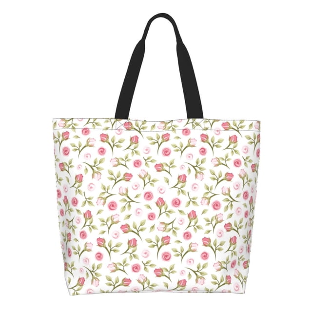 Disketp Rose Flowers Bolsa Tote Estampada para Mujer, Bolso de Hombro y de Mano para Compras y Viajes